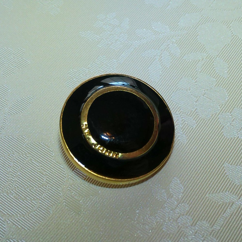 High End St. John Replacement Shank Button~Gold Tone with Black Enamel**